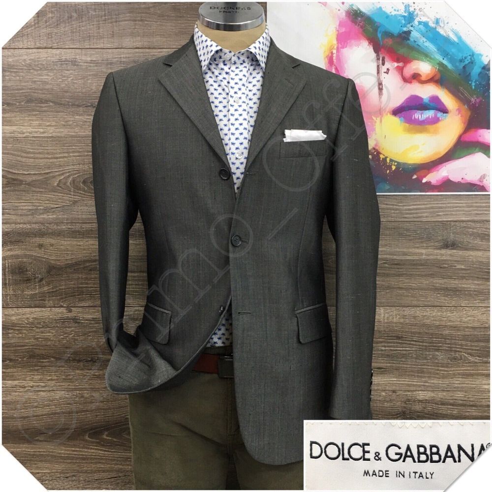 VINTAGE DOLCE & GABBANA Mens Blazer Sport Coat Casual Jacket Size 38R Gray Suit